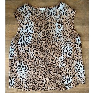 Sleeveless Silk Joie Leopard Print Blouse size L